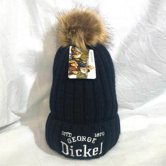 NWT Apollo Simplicity George Dickel Beanie Womens OSFM Black Pom Poof Whisky - Picture 1 of 11